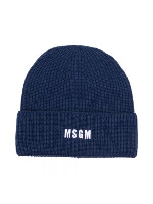 Dzianinowa czapka Msgm niebieska