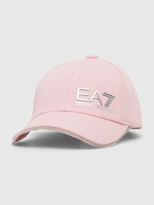 Różowa czapka z daszkiem bawełniana Ea7 Emporio Armani