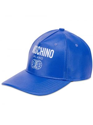 Cappello con visiera con stampa Moschino blu