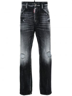 Slim fit skinny džíny s dírami Dsquared2 černé