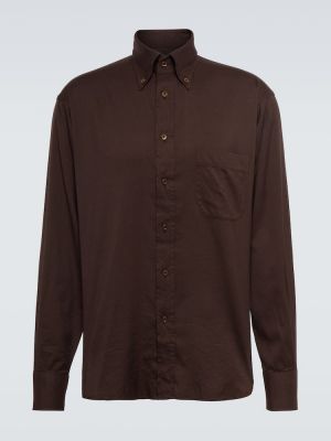 Βαμβακερό πουκάμισο Tom Ford καφέ