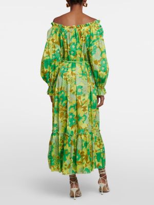 Květinové midi šaty Alã©mais zelené