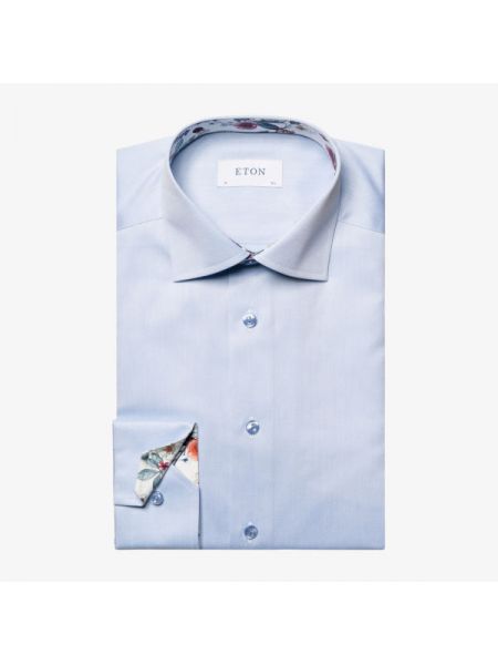 Хлопковая рубашка слим в цветочек Eton синяя