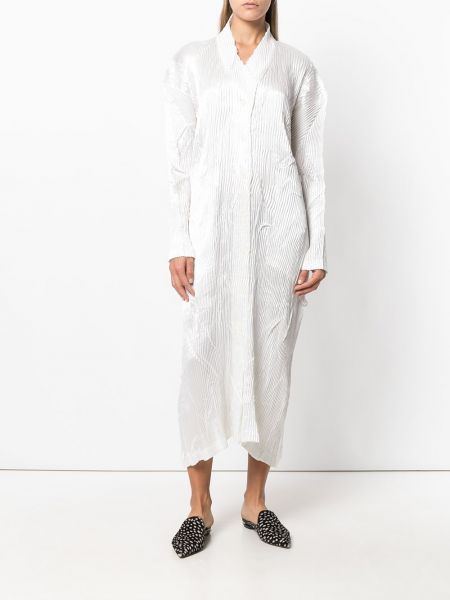 Vestido largo plisado Issey Miyake Pre-owned blanco