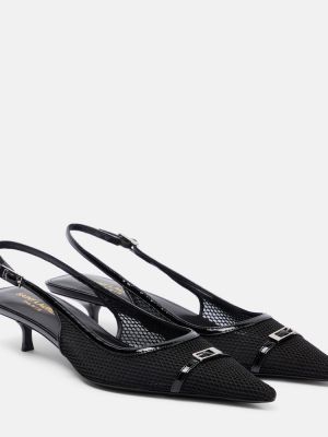 Мрежести полуотворени обувки с отворена пета Saint Laurent черно