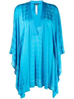 Асиметрична рокля с принт с v-образно деколте Balmain синьо