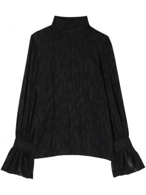 Прозрачна блуза с принт с леопардов принт St. John черно