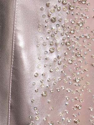 Rochie midi din piele din piele ecologică Des Phemmes roz