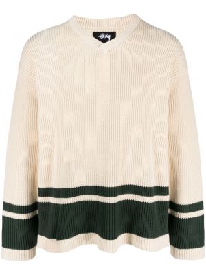 Плетен памучен пуловер Stüssy бежово