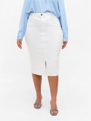 Priliehavá džínsová sukňa Zizzi biela