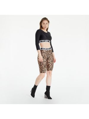 Leopardí džínové šortky s potiskem Versace Jeans Couture hnědé