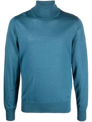 Плетен пуловер Emporio Armani синьо
