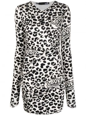 Leopard trykt dress Love Moschino hvit