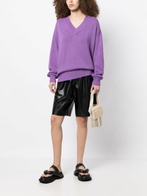 Pull en tricot à col v Bassike violet