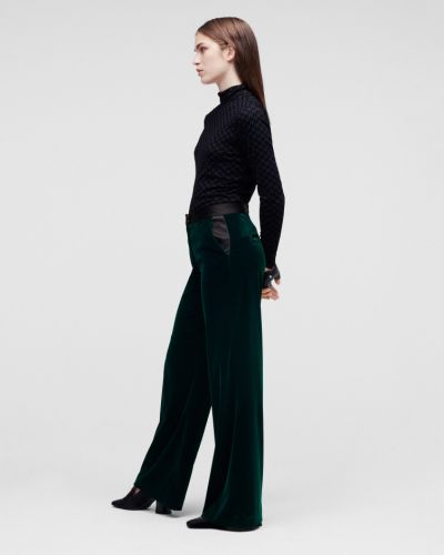Sametové kalhoty Karl Lagerfeld zelené
