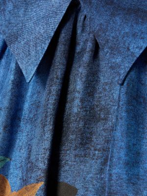 Cămașă de mătase cu imagine Gucci albastru