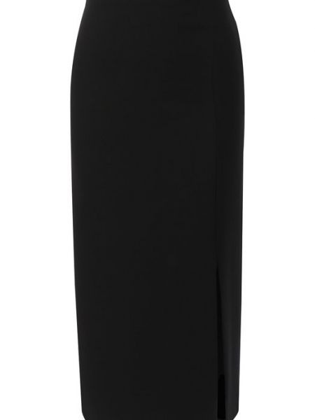 Черная шелковая шерстяная юбка Valentino
