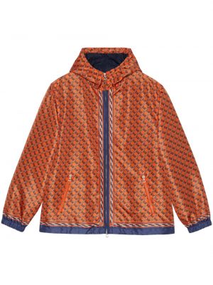 Sportovní bunda na zip s kapucí s potiskem Gucci - oranžová