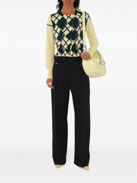Sweter bawełniany z wzorem argyle Burberry żółty