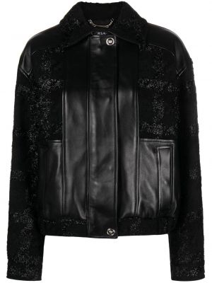 Usnjena bomber jakna Versace črna
