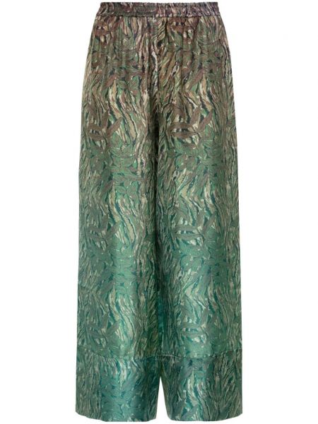 Pantaloni de mătase cu imagine Pierre-louis Mascia verde