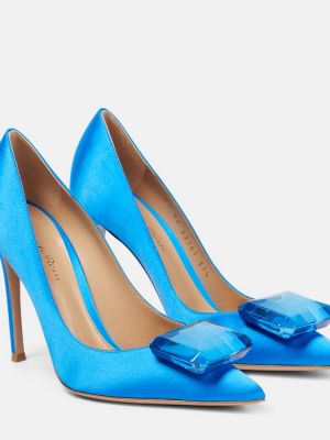 Сатенени полуотворени обувки Gianvito Rossi синьо