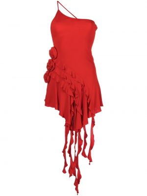 Асиметрична коктейлна рокля на цветя Blumarine червено