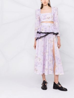 Asymetrické květinové sukně s potiskem Ulyana Sergeenko růžové