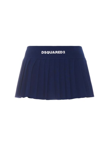 Πλισέ φούστα mini από βισκόζη Dsquared2 μπλε