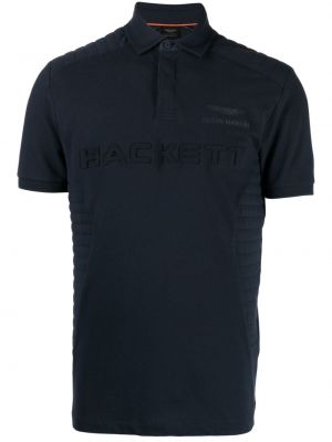 Памучна поло тениска Hackett синьо
