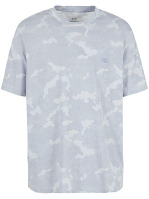 Kokvilnas t-krekls ar apdruku kamuflāžas Armani Exchange