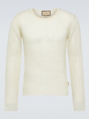 Moherowy jedwabny sweter Gucci biały