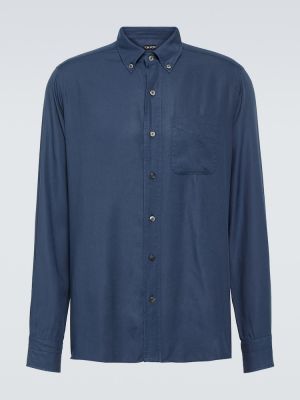 Koszula z lyocellu Tom Ford niebieska