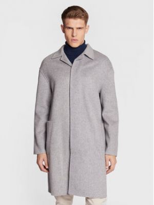 Vlněný zimní kabát Calvin Klein šedý