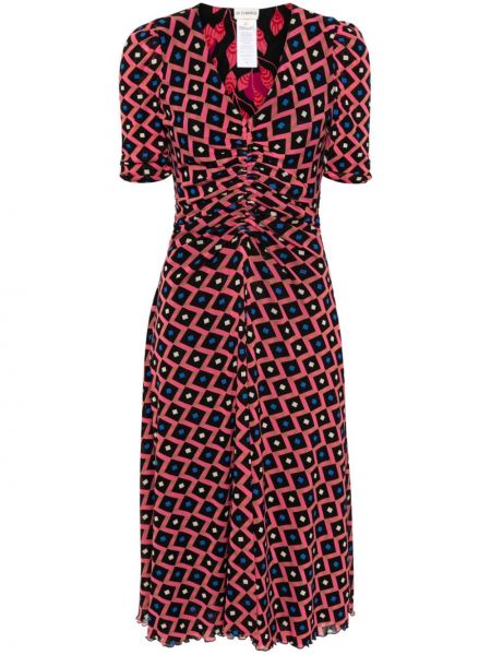 Oboustranné midi šaty se síťovinou Dvf Diane Von Furstenberg růžové