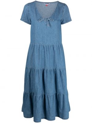 Bavlnené mini šaty Tommy Jeans modrá