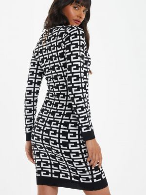 Платье-свитер с принтом с геометрическим узором Quiz черное