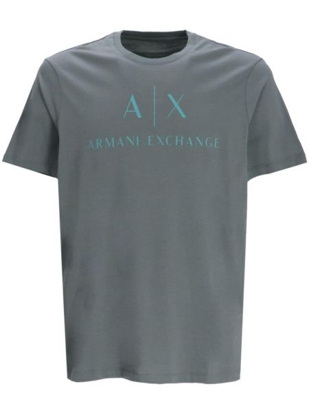 Pamut póló nyomtatás Armani Exchange kék