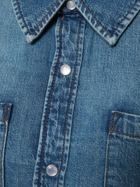 Bavlněná slim fit džínová košile Re/done modrá