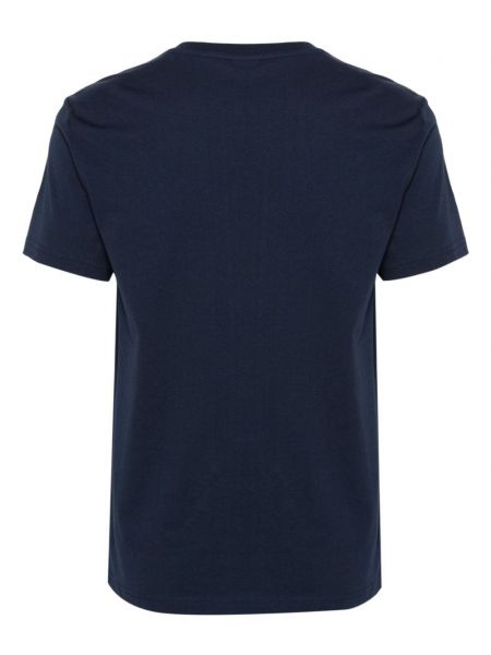 Bavlněné tričko s potiskem Emporio Armani modré