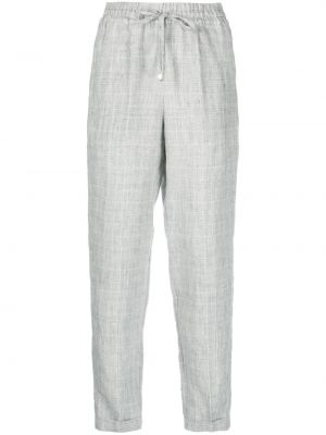 Lanene hlače s karirastim vzorcem Kiton siva