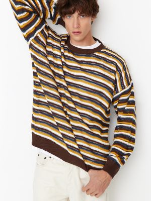 Sweter oversize Trendyol brązowy
