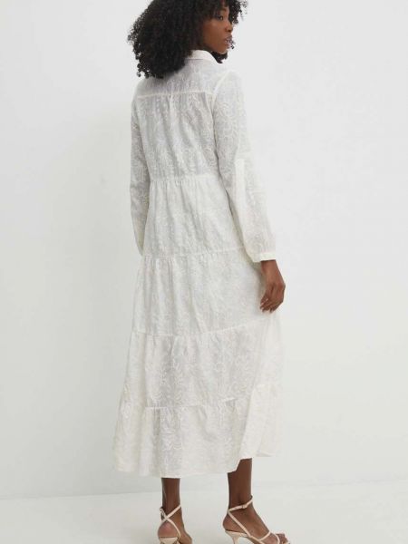 Bavlněné dlouhé šaty Answear Lab bílé