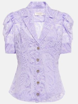 Čipkovaná kvetinová košeľa Zimmermann fialová
