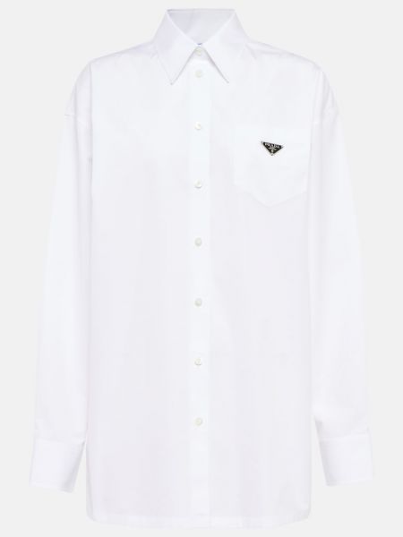 Camisa de algodón Prada blanco