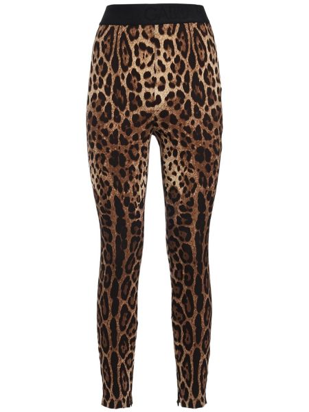 Leggings cu imagine cu model leopard din jerseu Dolce & Gabbana