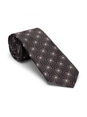 Jedwabny krawat z nadrukiem Brunello Cucinelli brązowy