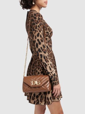 Ватирани кожени чанта за ръка Dolce & Gabbana златисто