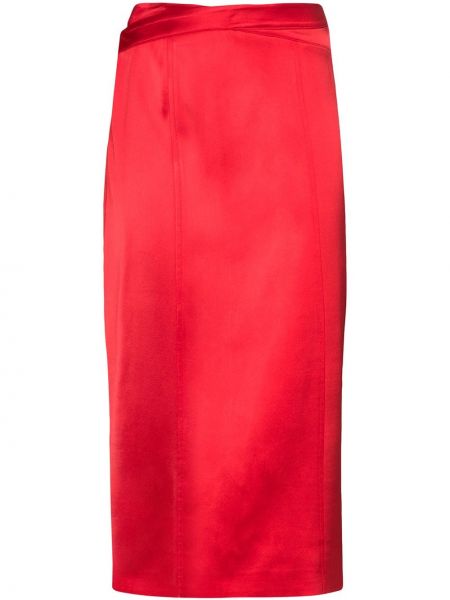 Červené saténové midi sukně Gauge81