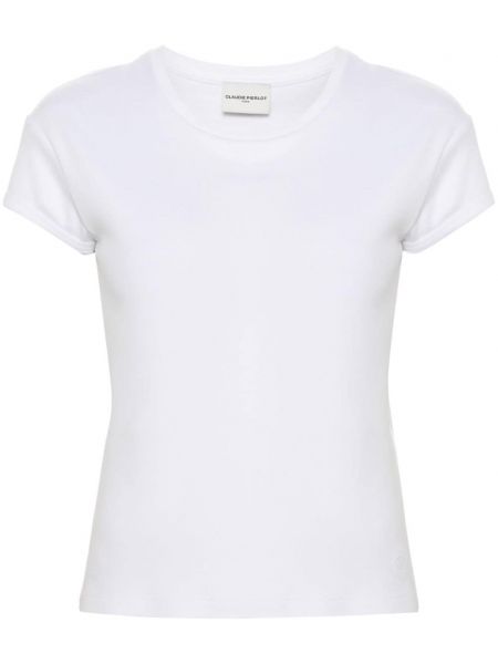 Haftowana koszulka bawełniana Claudie Pierlot biała